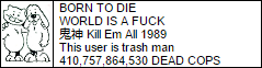 BORN TO DIE WORLD IS A FUCK Kill Em All 1989